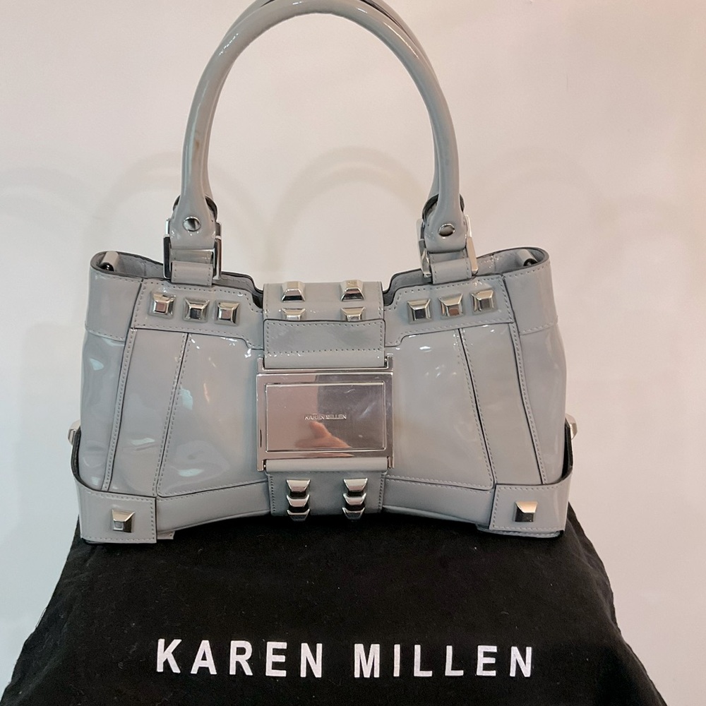 KAREN MILLEN Real patent leather handbag w/studs